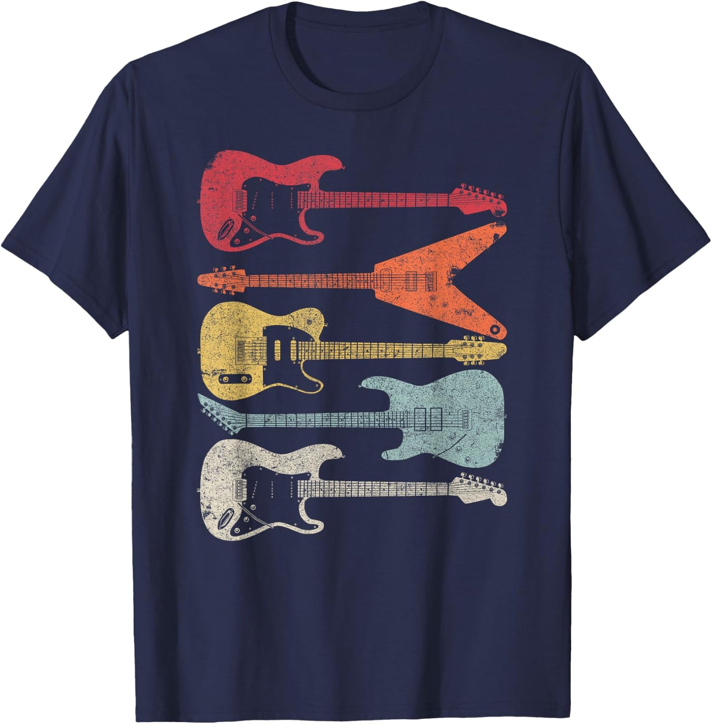 Guitar Shirt. Retro Style Gift Guitarist T-Shirt - T-Shirt | Navy