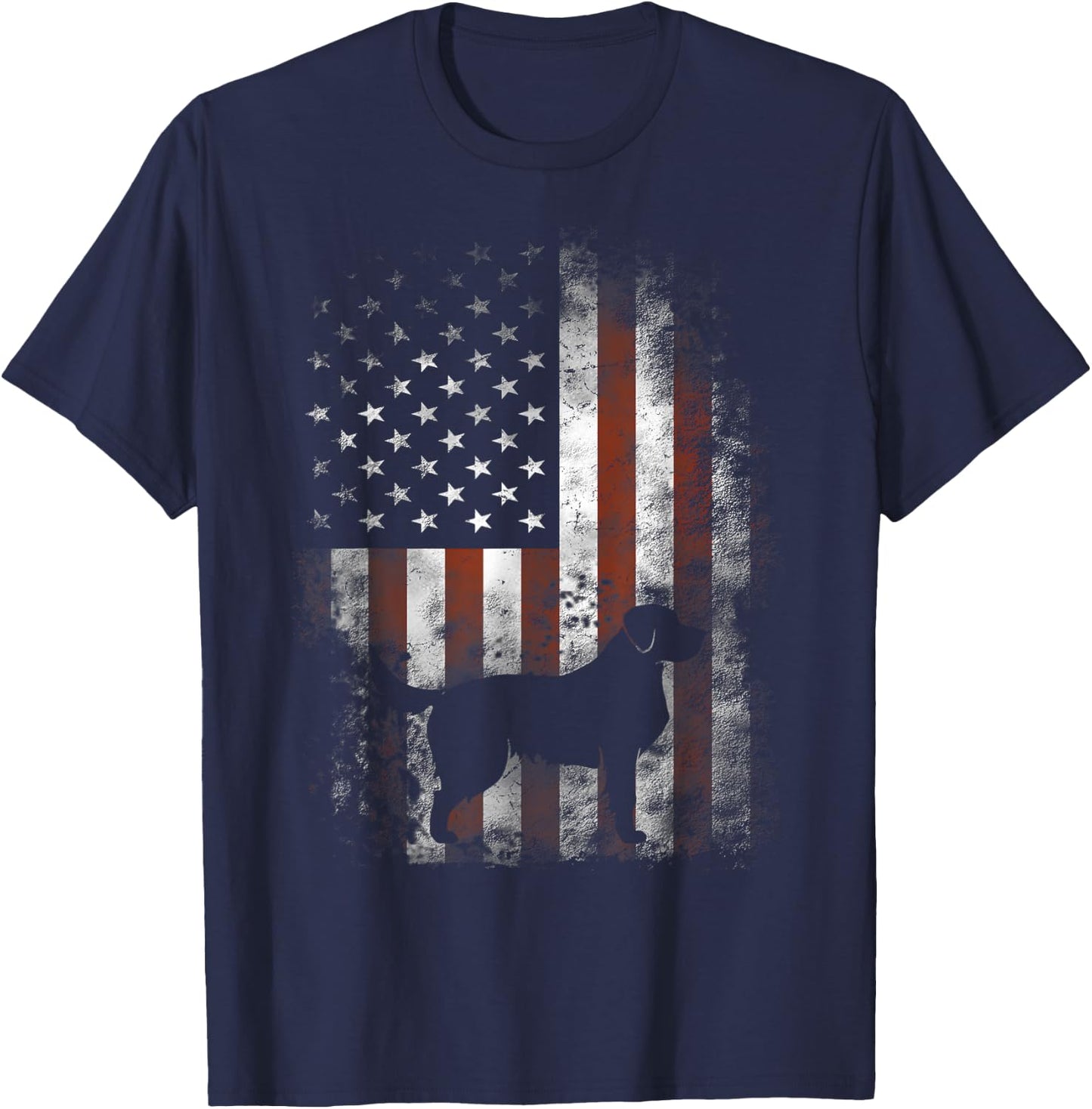 Golden Retriever American Flag Patriotic 4th Of July Kids Men T-Shirt - T-Shirt | Navy