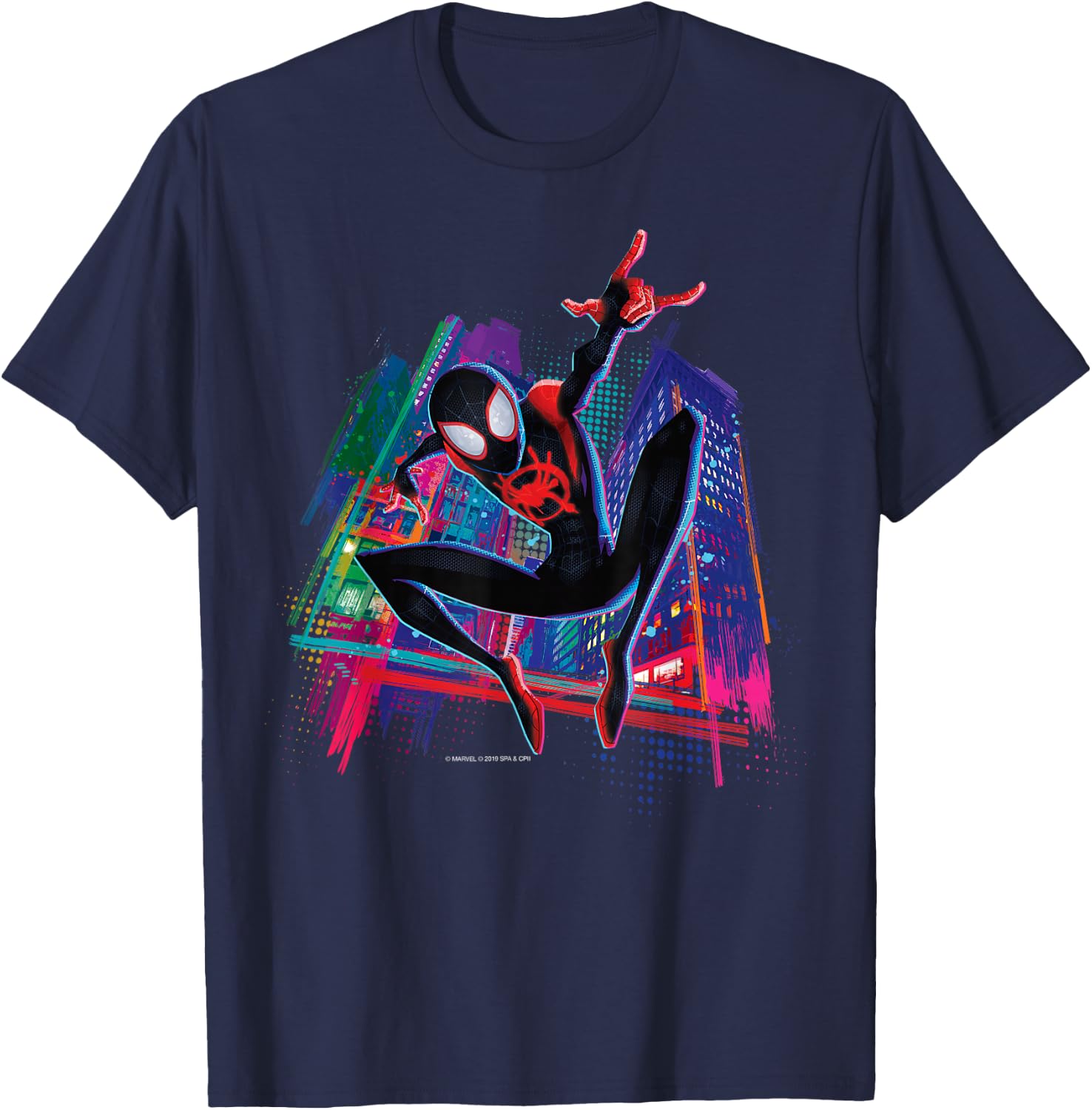 Marvel Spider-Man Miles Morales Graffiti City Small T-Shirt - T-Shirt | Navy