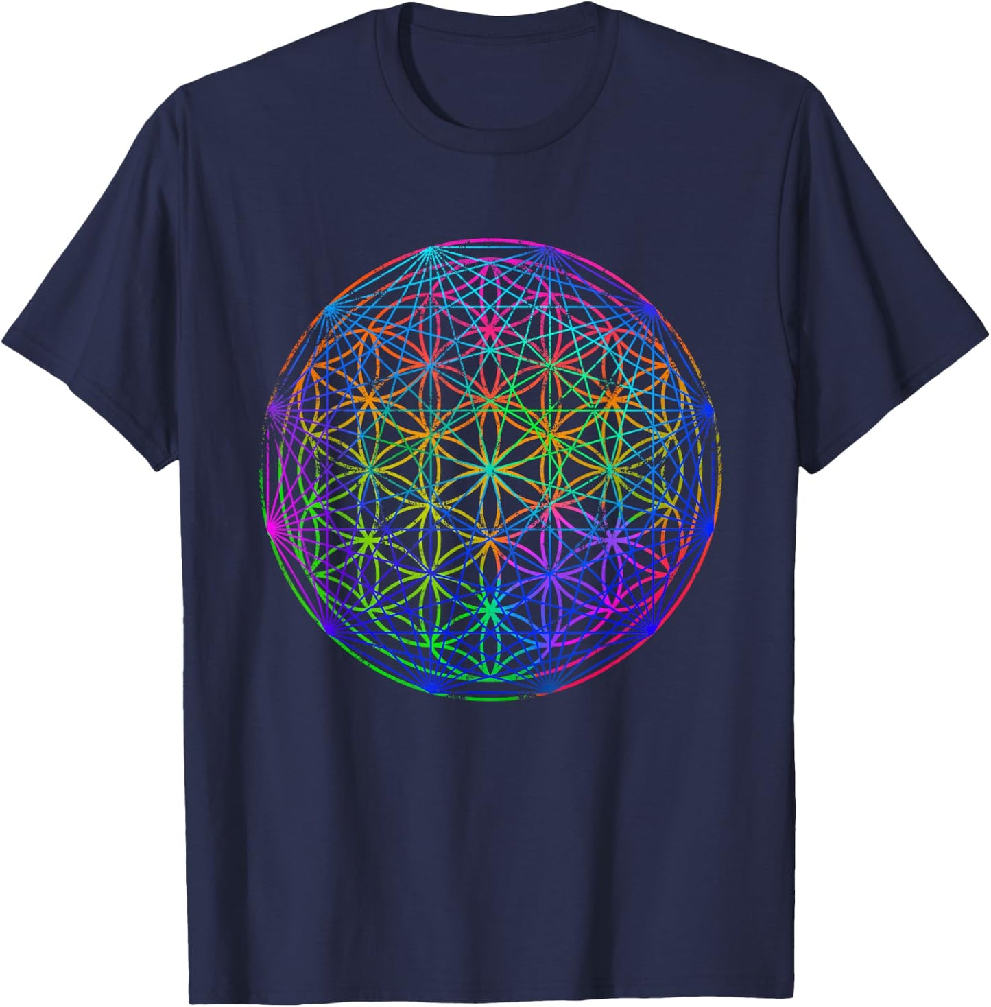 Geometric Chakra - Psychedelic Sacred Geometry T-Shirt - T-Shirt | Navy