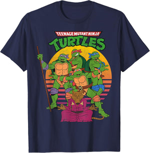 Teenage Mutant Ninja Turtles Retro Sun Group -Shirt T-Shirt - T-Shirt | Navy