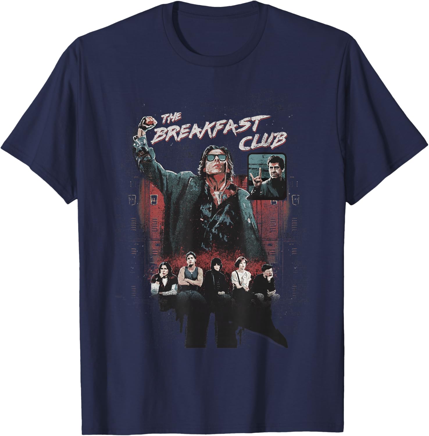Breakfast Club Vintage Main Cast Logo Graphic T-Shirt - T-Shirt | Navy