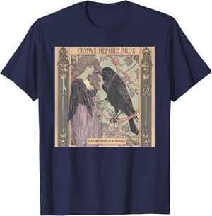 Vintage Girl Crows Before Bros Support Your Local Murder T-Shirt - T-Shirt | Navy
