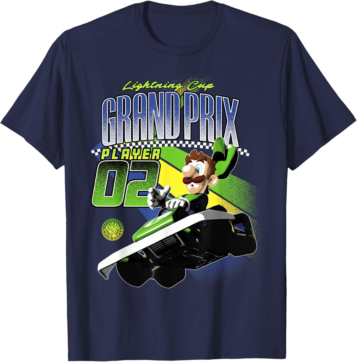 Mario Kart Retro Grand Prix Player 2 Luigi Graphic T-Shirt - T-Shirt | Navy