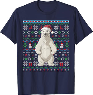 Ugly Polar Bear Lovers Xmas Sweater Santa Christmas T-Shirt - T-Shirt | Navy