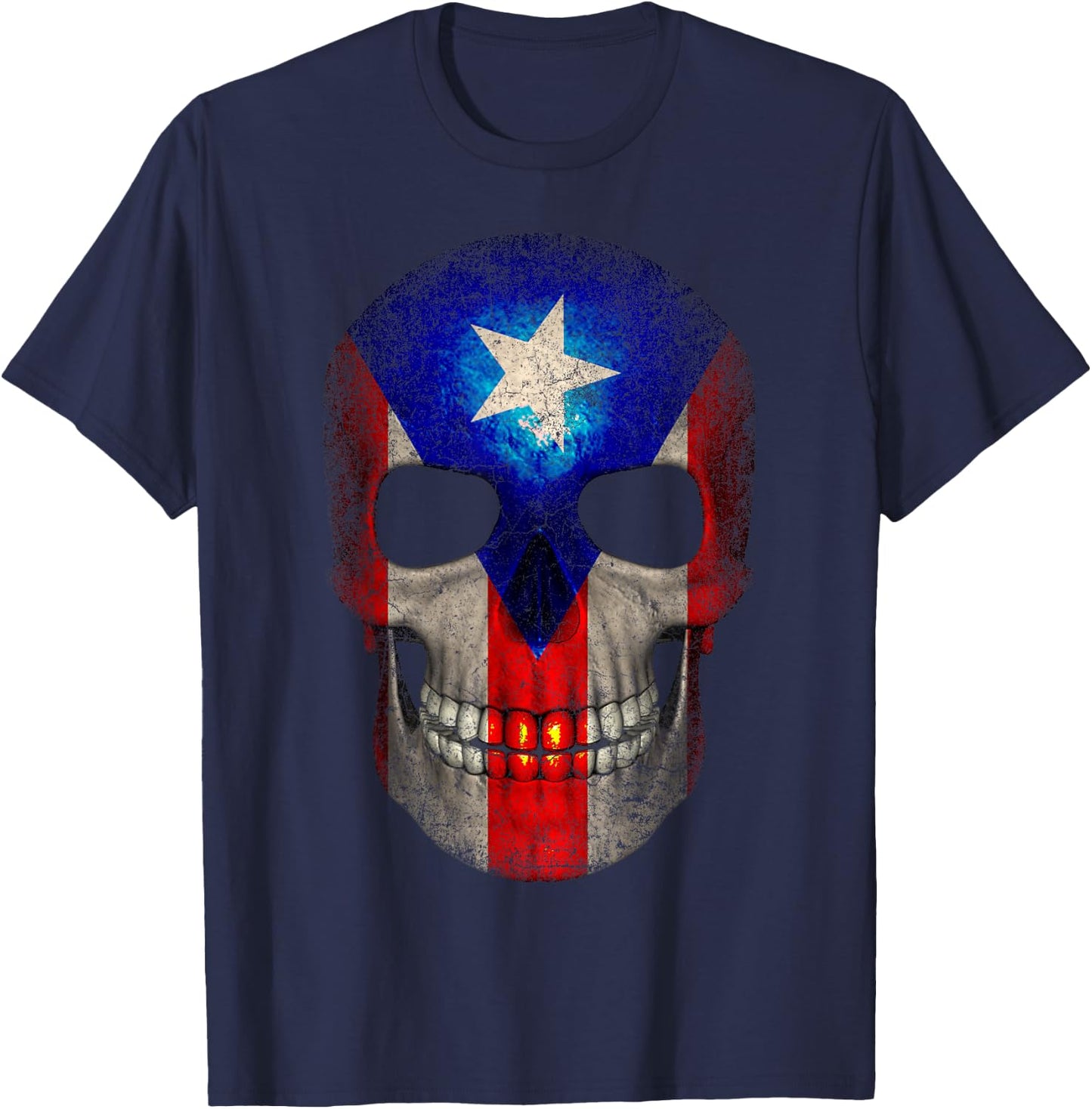 Puerto Rico T Shirt Skull Men Women Kids Vintage Novelty T-Shirt - T-Shirt | Navy