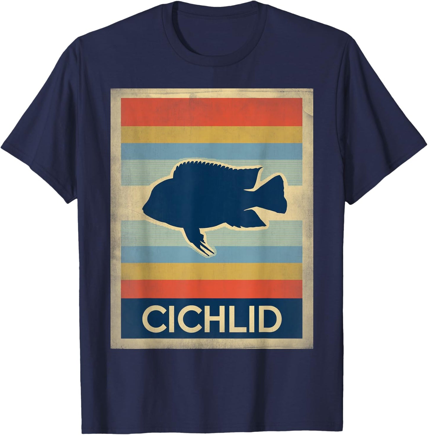 Vintage Style Cichlid Fish Lovers T-Shirt - T-Shirt | Navy