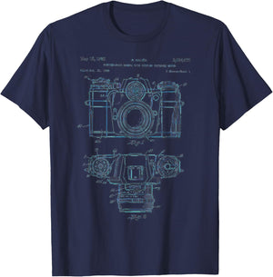 Photography Lover Gift Vintage Camera Patent Schematic T-Shirt - T-Shirt | Navy