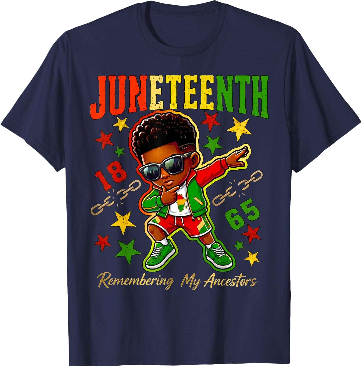 Juneteenth Remembering My Ancestors African American Boys T-Shirt - T-Shirt | Navy