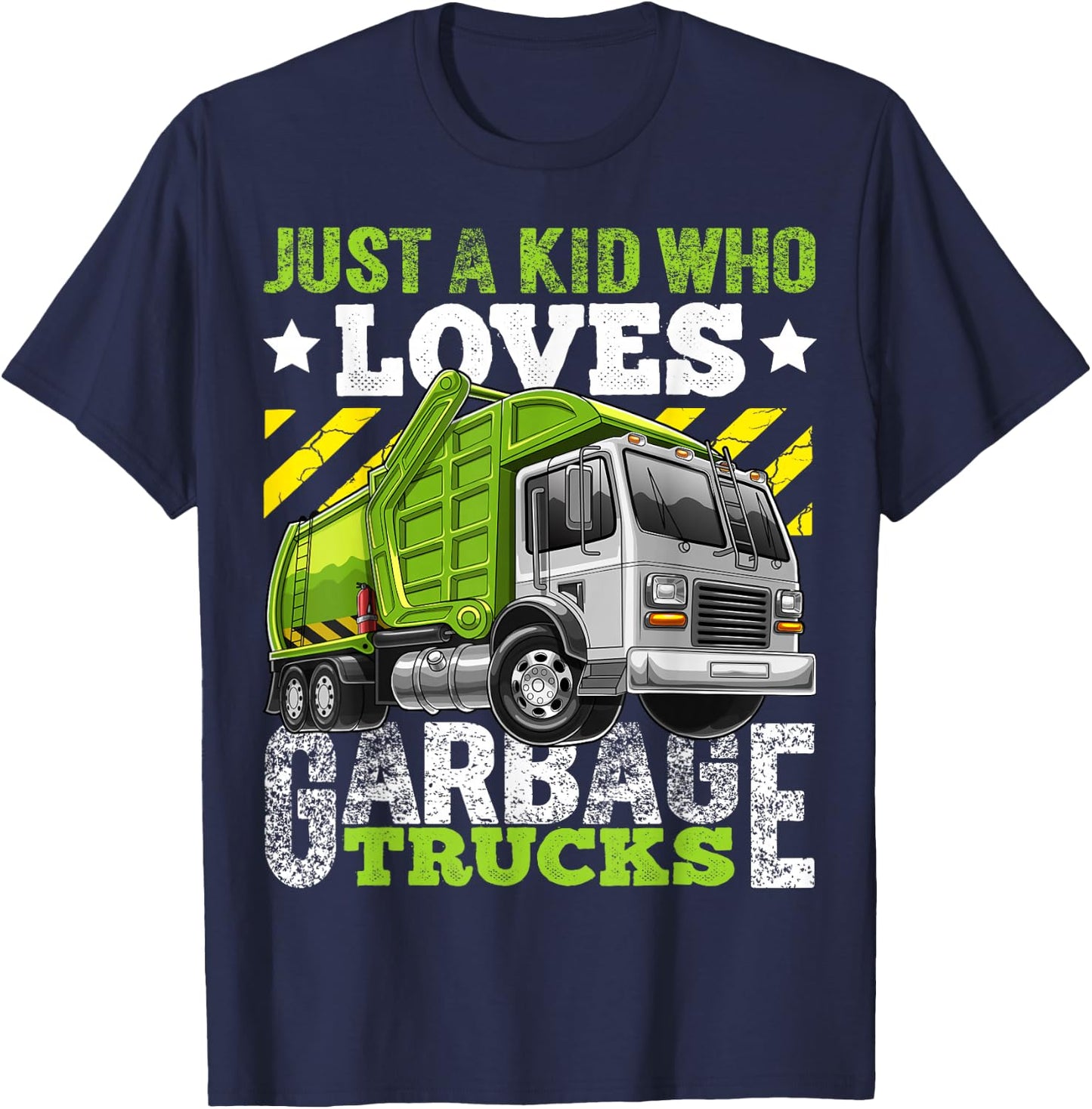 Just a Kid Who Loves Garbage Trucks Funny Gift Boys T-Shirt - T-Shirt | Navy