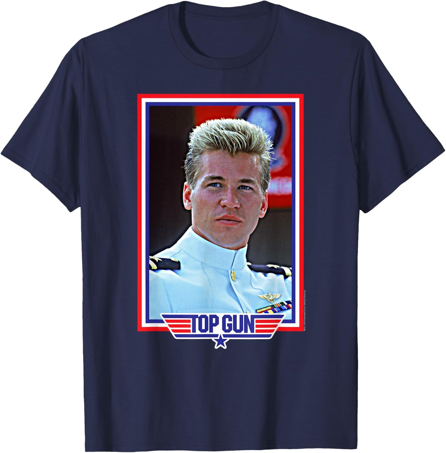 Top Gun Iceman American Colors Frame Action Movie T-Shirt - T-Shirt | Navy