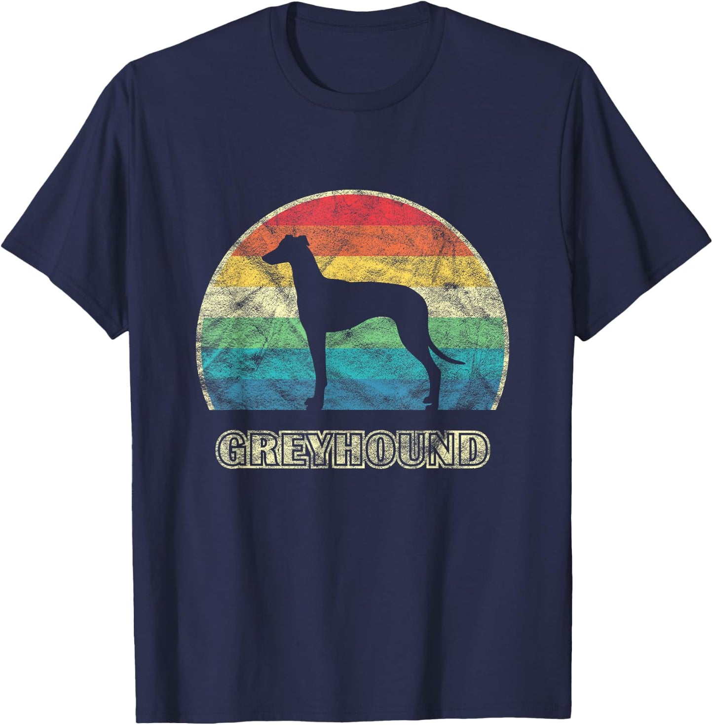 Greyhound Vintage Style Dog T-Shirt - T-Shirt | Navy