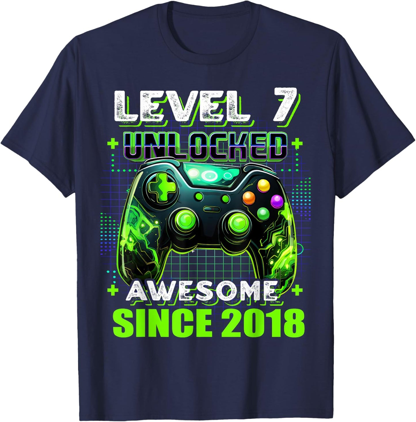 7th Birthday Boy Level 7 Gamer 7 Year Video Game Party T-Shirt - T-Shirt | Navy