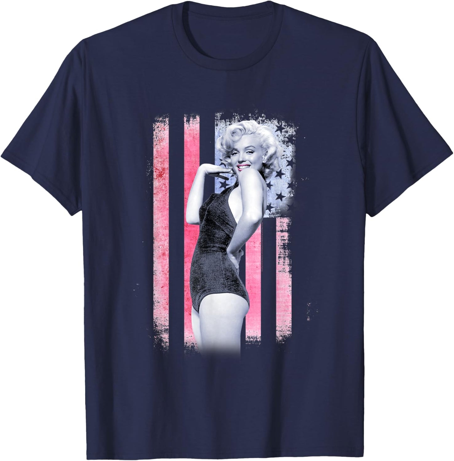 Marilyn Monroe USA Bathing Suit Pose T-Shirt - T-Shirt | Navy