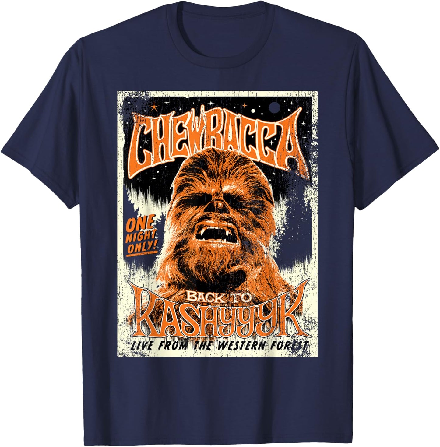 Star Wars Chewbacca Vintage Concert Back To Kashyyyk Poster T-Shirt - T-Shirt | Navy