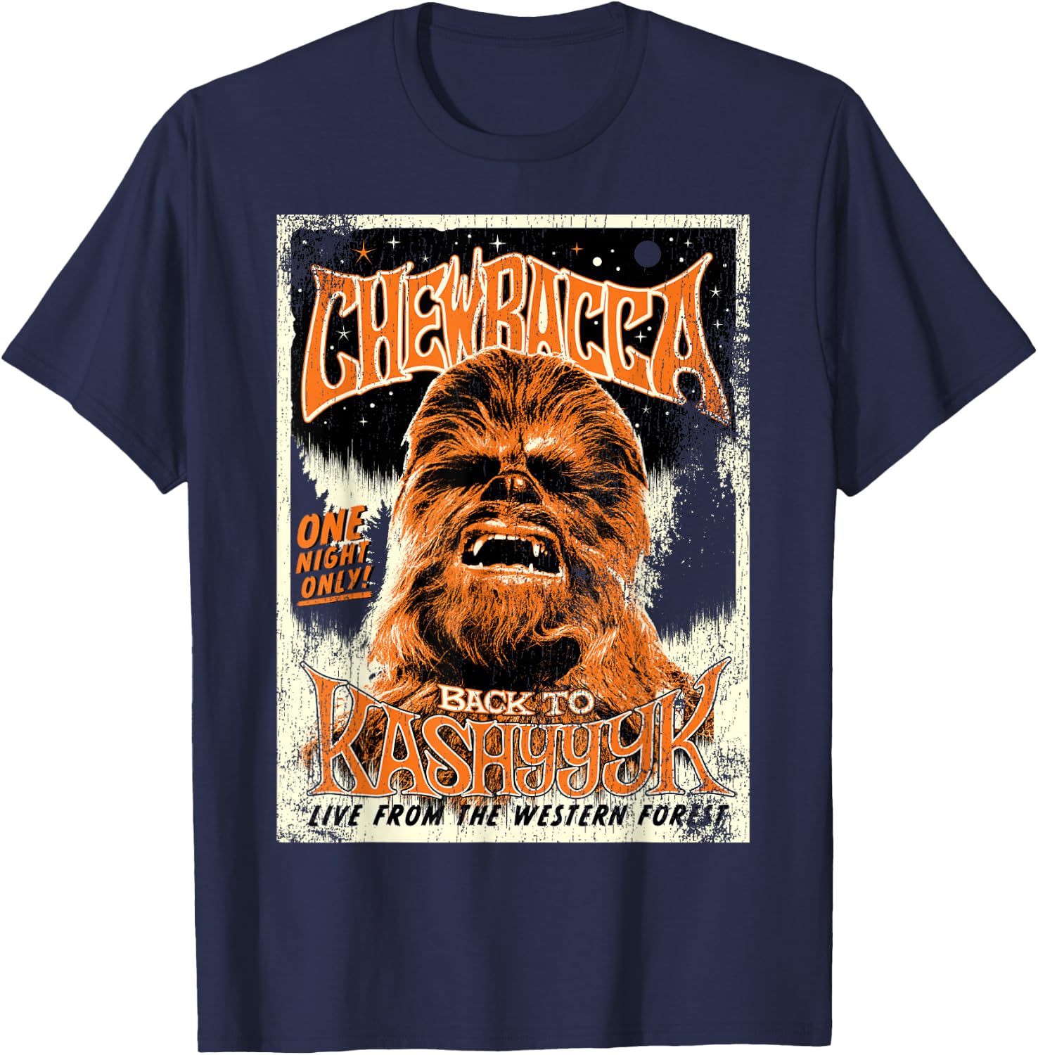 Star Wars Chewbacca Vintage Concert Back To Kashyyyk Poster T-Shirt - T-Shirt | Navy