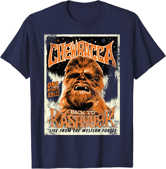 Star Wars Chewbacca Vintage Concert Back To Kashyyyk Poster T-Shirt - T-Shirt | Navy