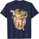 Angelic Vintage Cherub with Daisies & Pink roses T-Shirt - T-Shirt | Navy