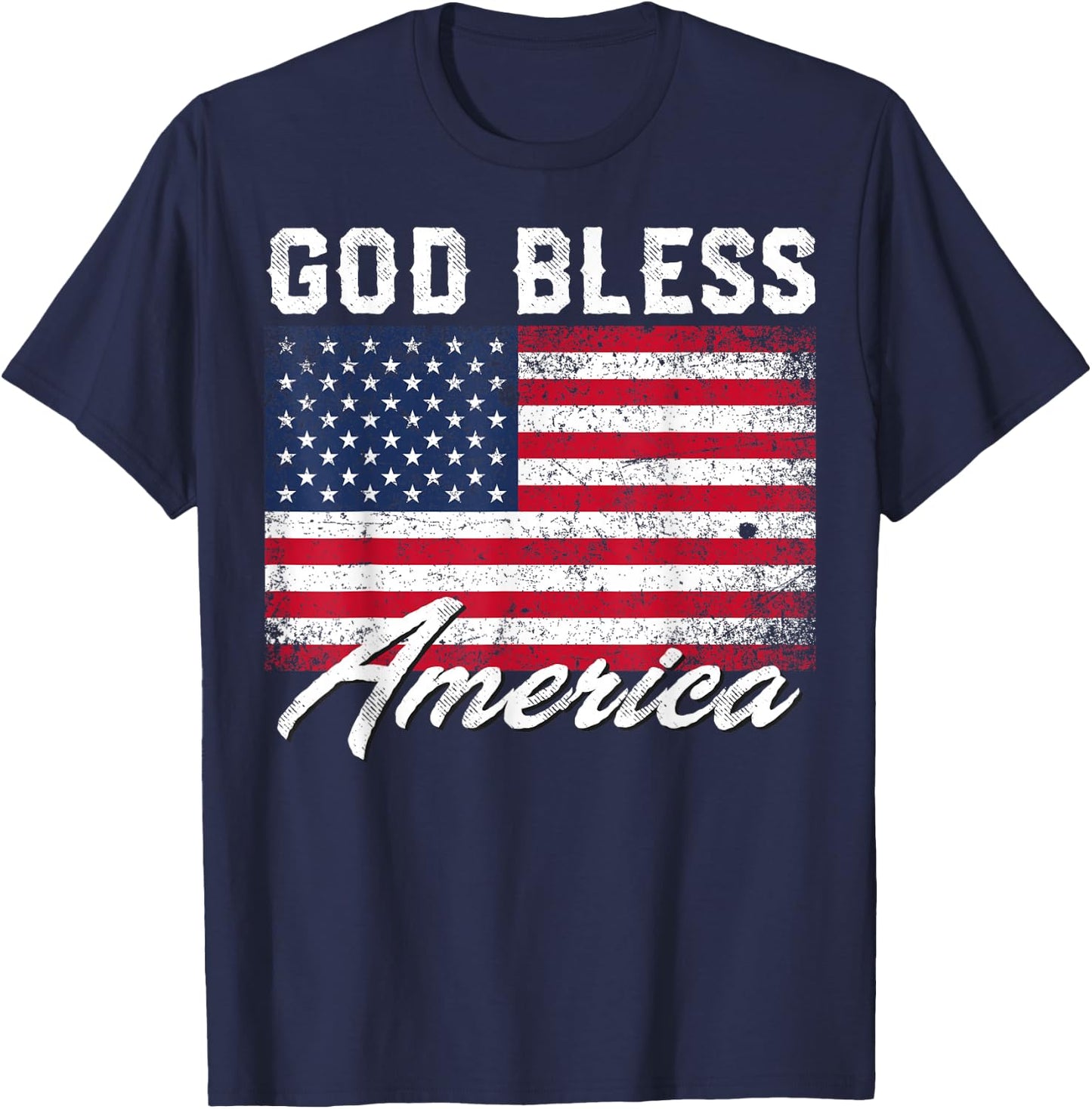 God Bless America USA Flag 4th of July Patriotic Small T-Shirt - T-Shirt | Navy