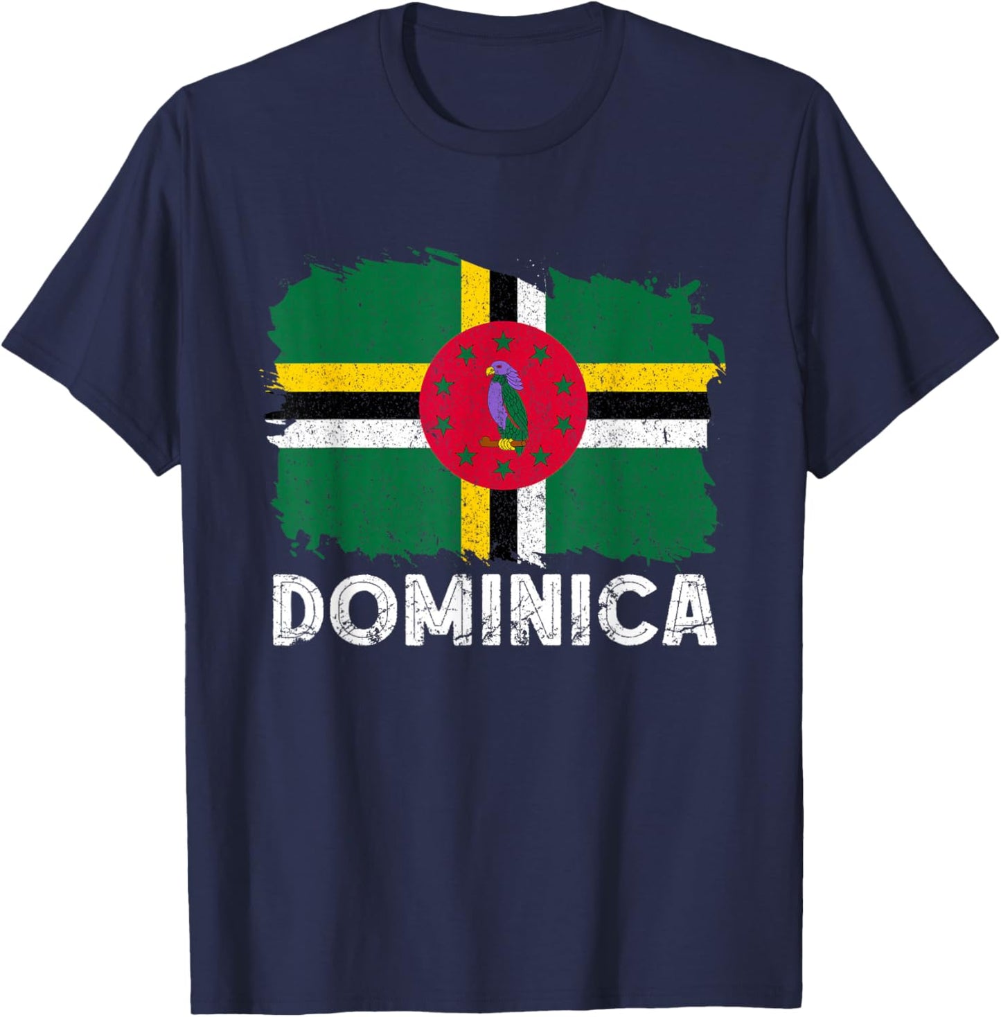 Dominica Flag Vintage Dominican Pride Dominican Roots T-Shirt - T-Shirt | Navy