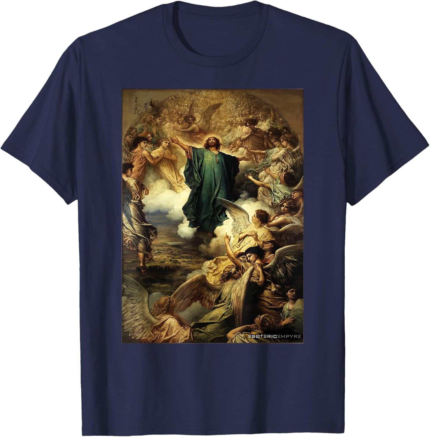 Jesus Christ Ascension Gustave Dore Heaven Angels T-Shirt - T-Shirt | Navy