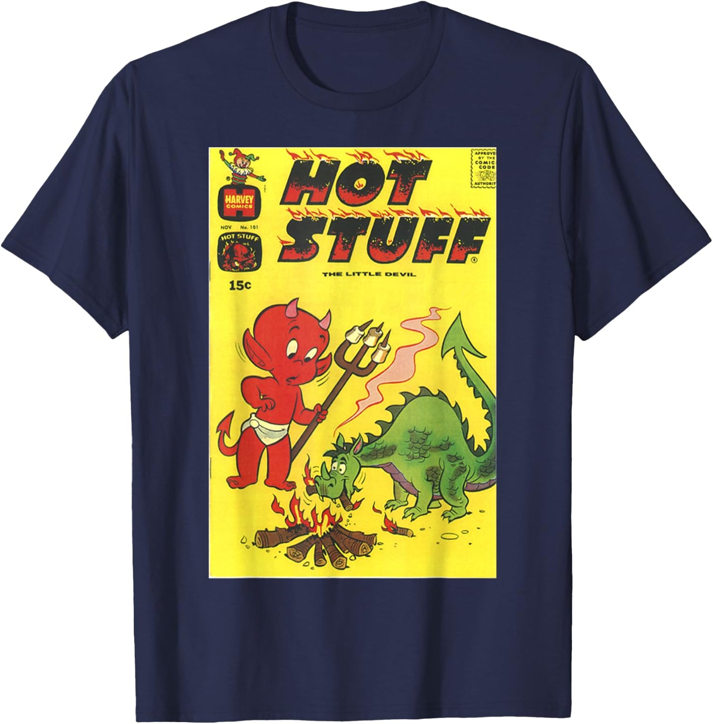 Hot Stuff The Little Devil Dragon Comic Book Cover T-Shirt - T-Shirt | Navy