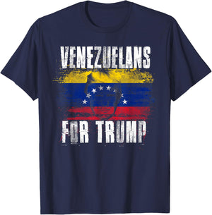 Venezuelan For Trump - American and Venezuela Patriotic T-Shirt - T-Shirt | Navy