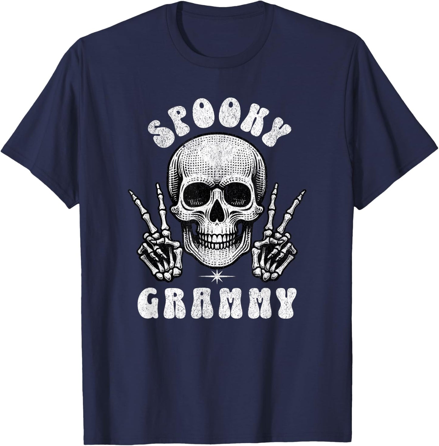 Spooky Grammy Halloween Grandma Goth Skeleton Cute Retro T-Shirt - T-Shirt | Navy