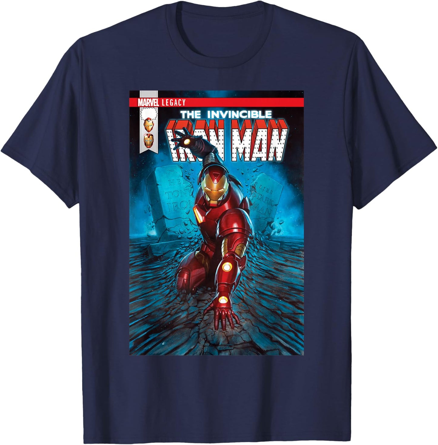 Marvel Iron Man Shock Legacy Comic Cover Graphic T-Shirt - T-Shirt | Navy