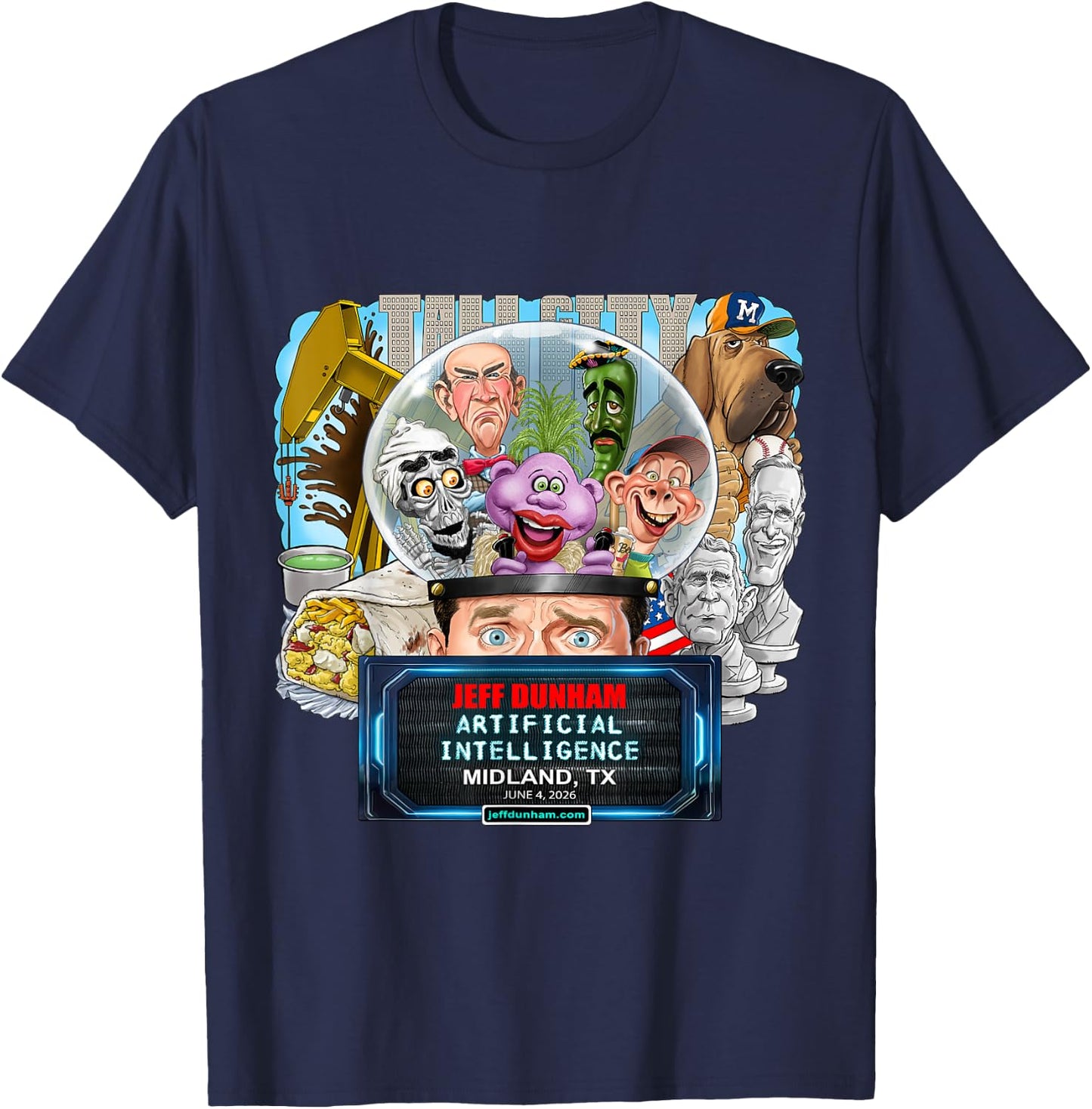 Jeff Dunham Midland, TX (2026) T-Shirt - T-Shirt | Navy