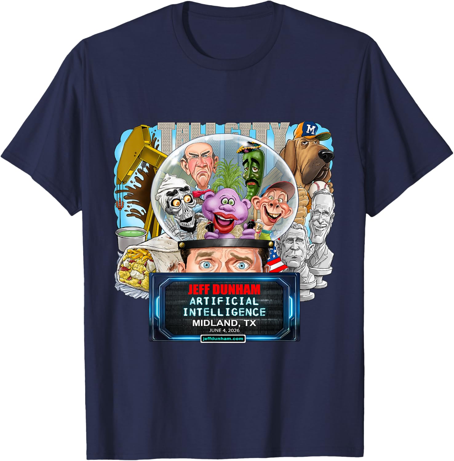 Jeff Dunham Midland, TX (2026) T-Shirt - T-Shirt | Navy