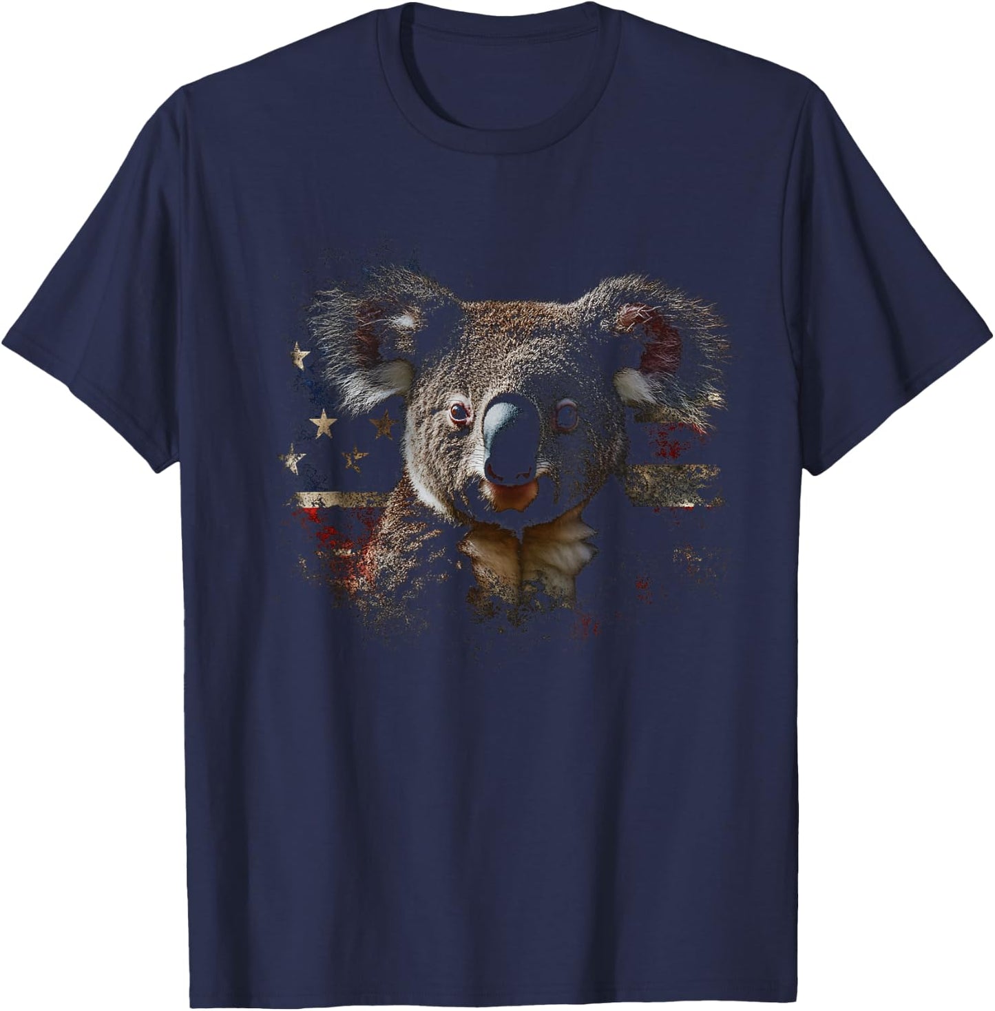 Patriotic Koala American Flag 4th of July Art T-Shirt - T-Shirt | Navy