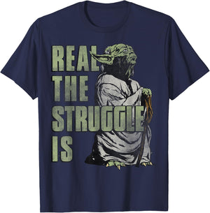 Star Wars Yoda Real The Struggle Is Graphic T-Shirt - T-Shirt | Navy