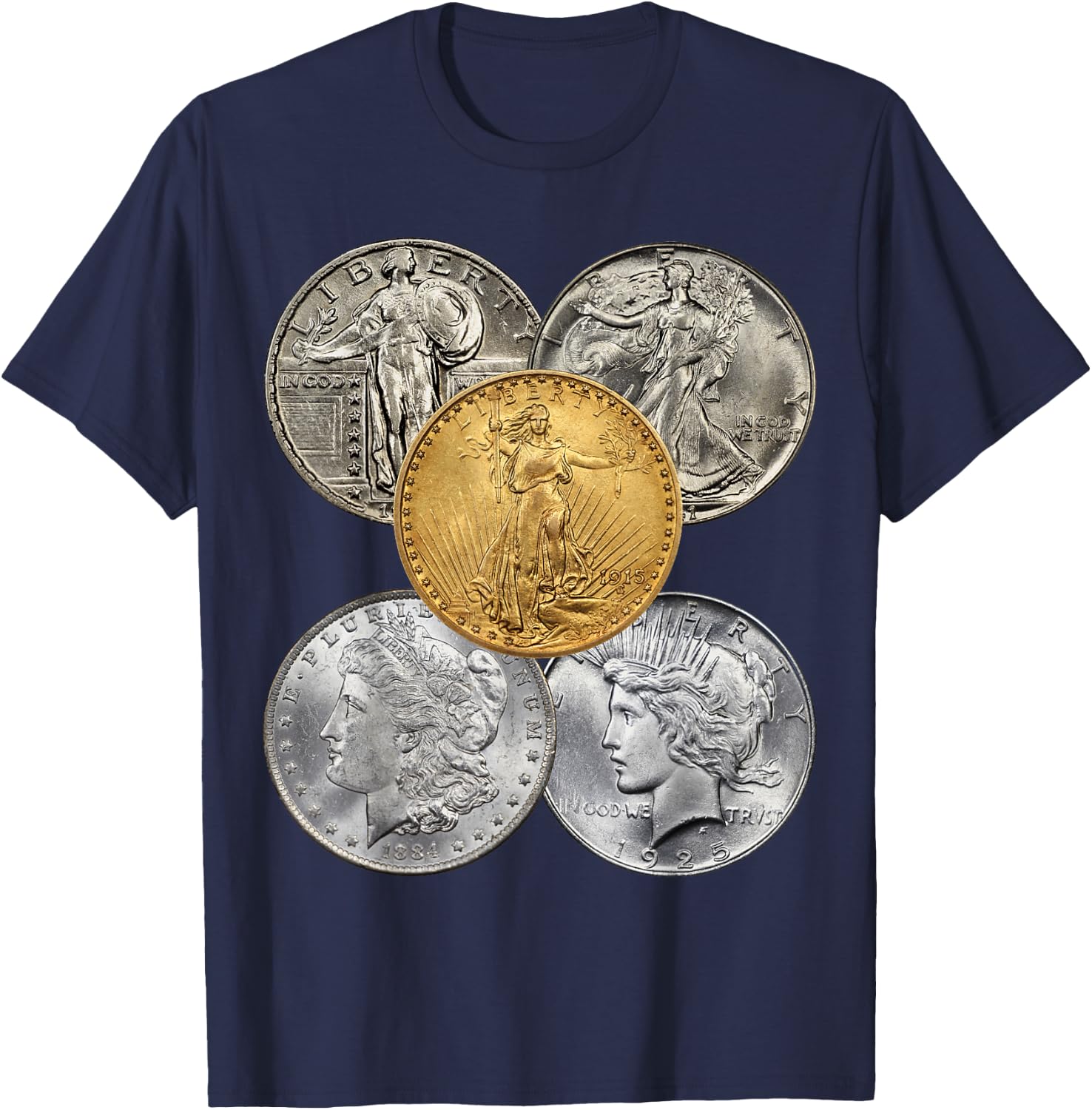 Coin Collecting - The Golden Era of U.S. Coins T-Shirt - T-Shirt | Navy