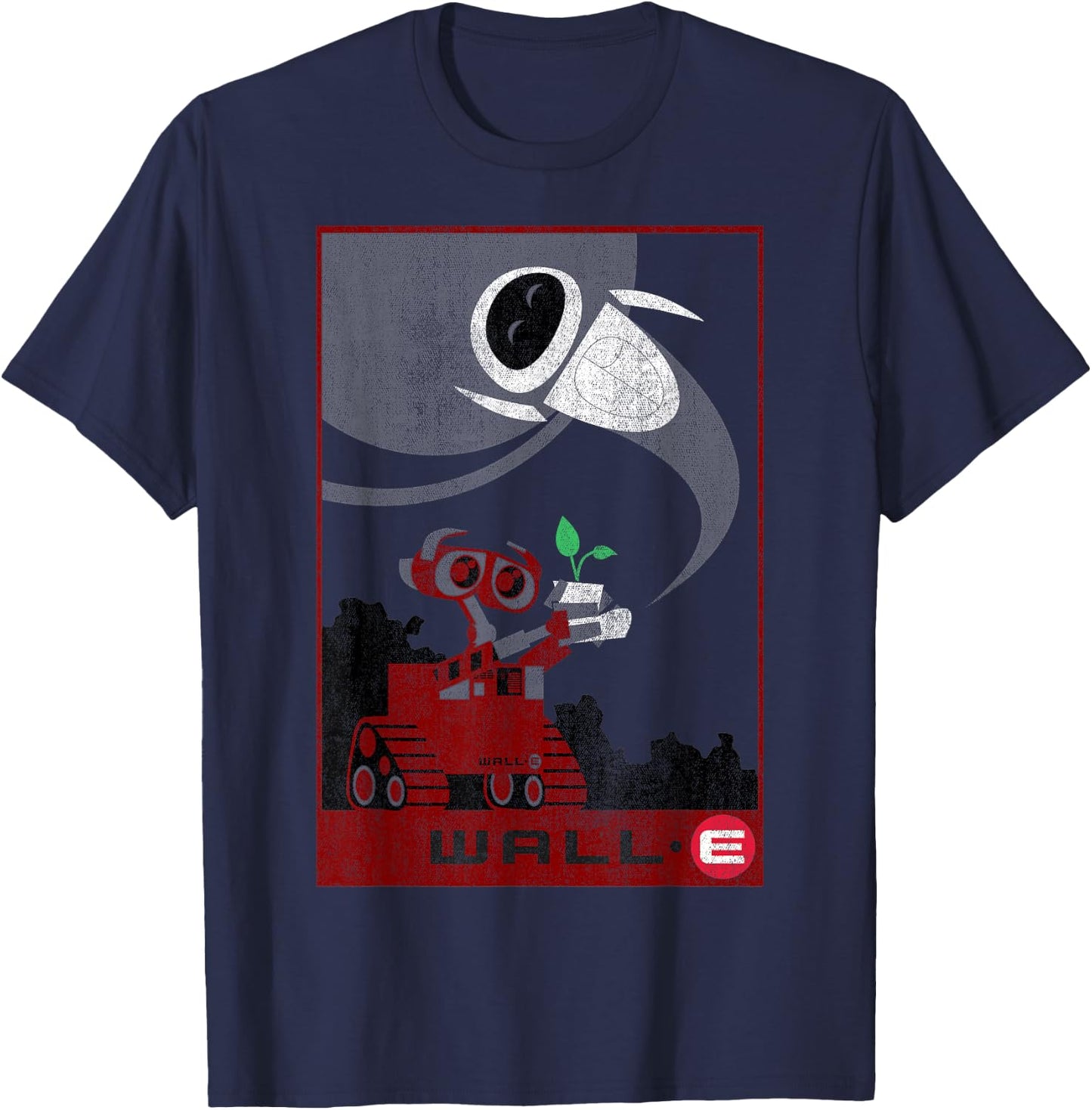 Disney Pixar WALL-E & EVE Vintage Plant Sprout Travel Poster T-Shirt - T-Shirt | Navy