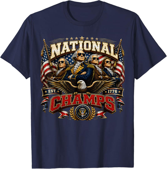 1776 National Champs Funny Patriotic America Founding Father T-Shirt - T-Shirt | Navy