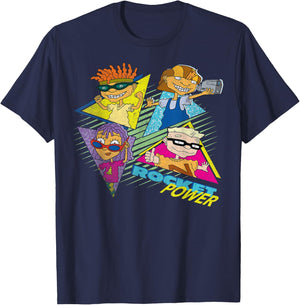 Nickelodeon Rocket Power Character Group Retro T-Shirt - T-Shirt | Navy