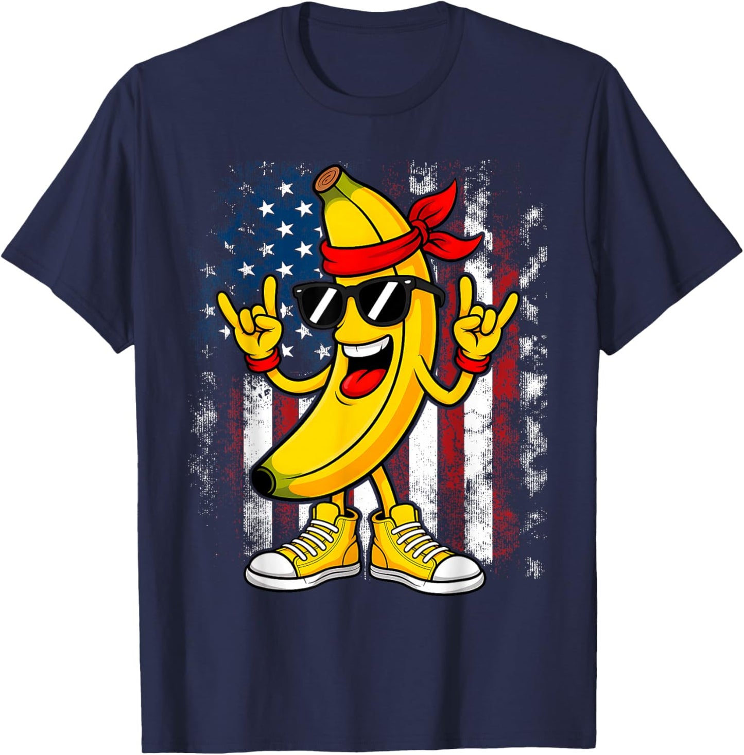 Graphic Proud Name Retro American Flag Bananas Lover T-Shirt - T-Shirt | Navy