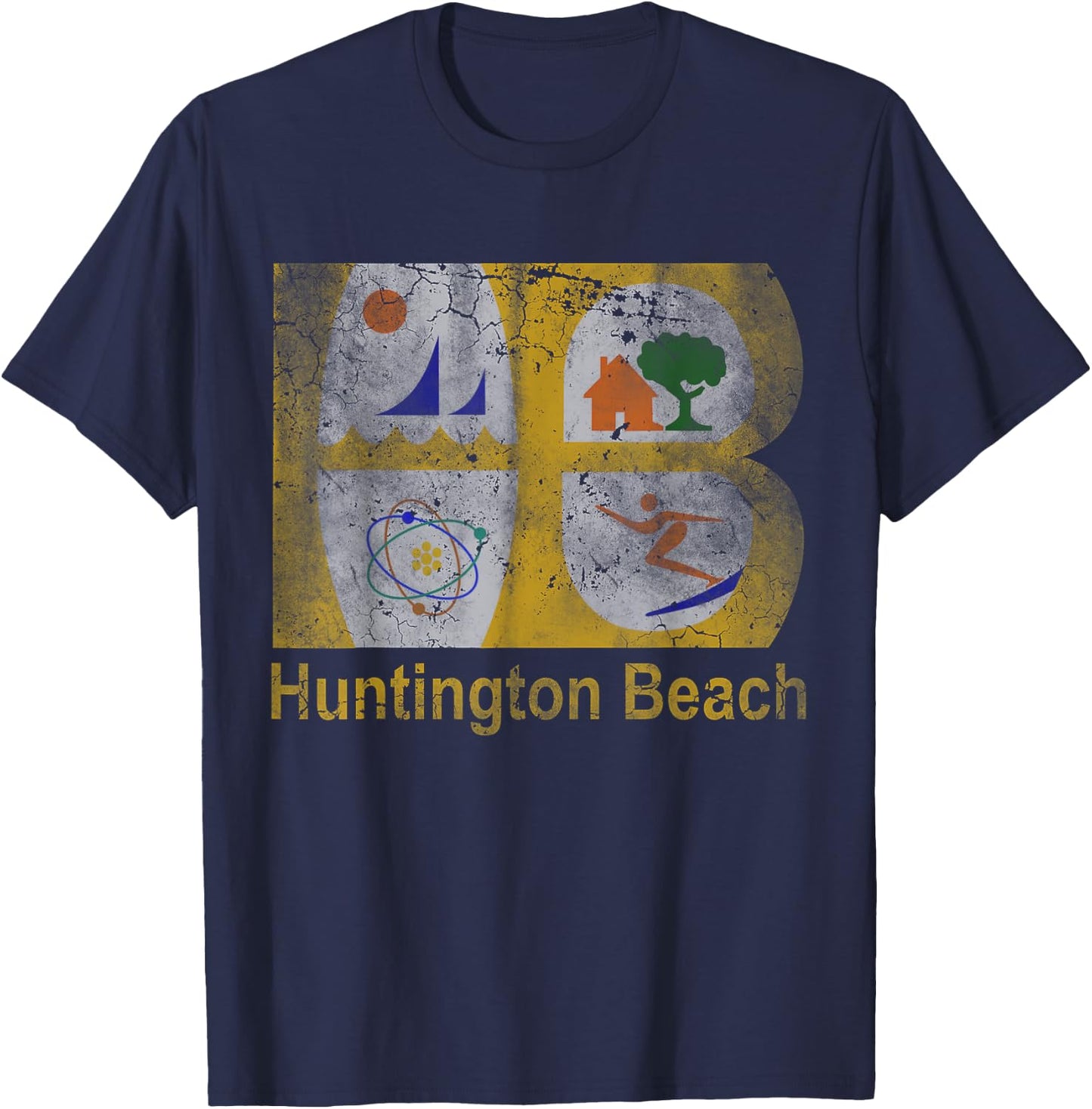Huntington Beach Flag California Home Love Family Vacation T-Shirt - T-Shirt | Navy