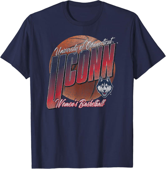 Connecticut Huskies Women's Basketball Vintage Bounce T-Shirt - T-Shirt | Navy