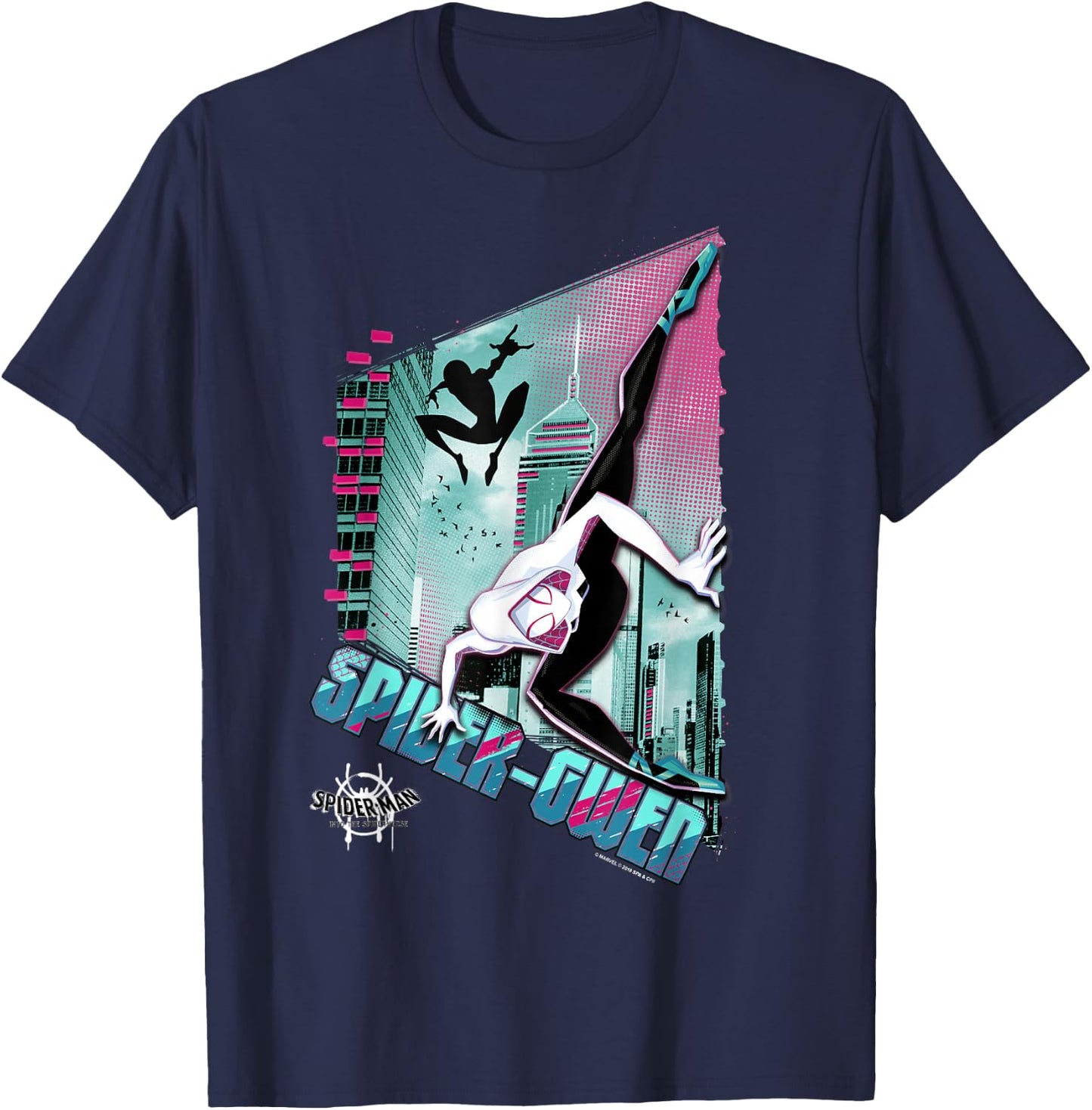 Marvel Spider-Man Spiderverse Spider-Gwen City Pose Small T-Shirt - T-Shirt | Navy
