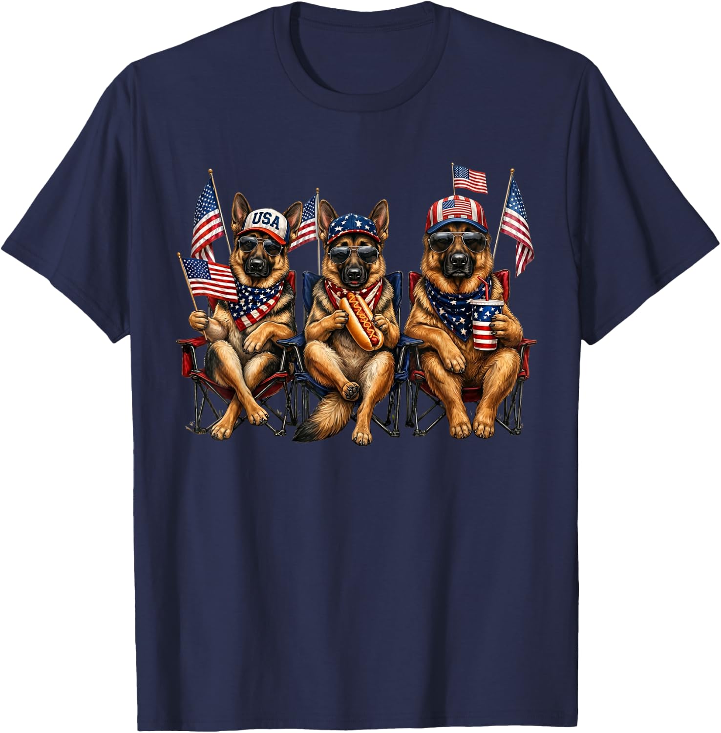 250 Years of Freedom German Shepherd Dog 1776-2026 4th of T-Shirt - T-Shirt | Navy