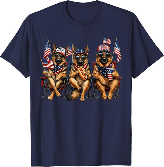 250 Years of Freedom German Shepherd Dog 1776-2026 4th of T-Shirt - T-Shirt | Navy