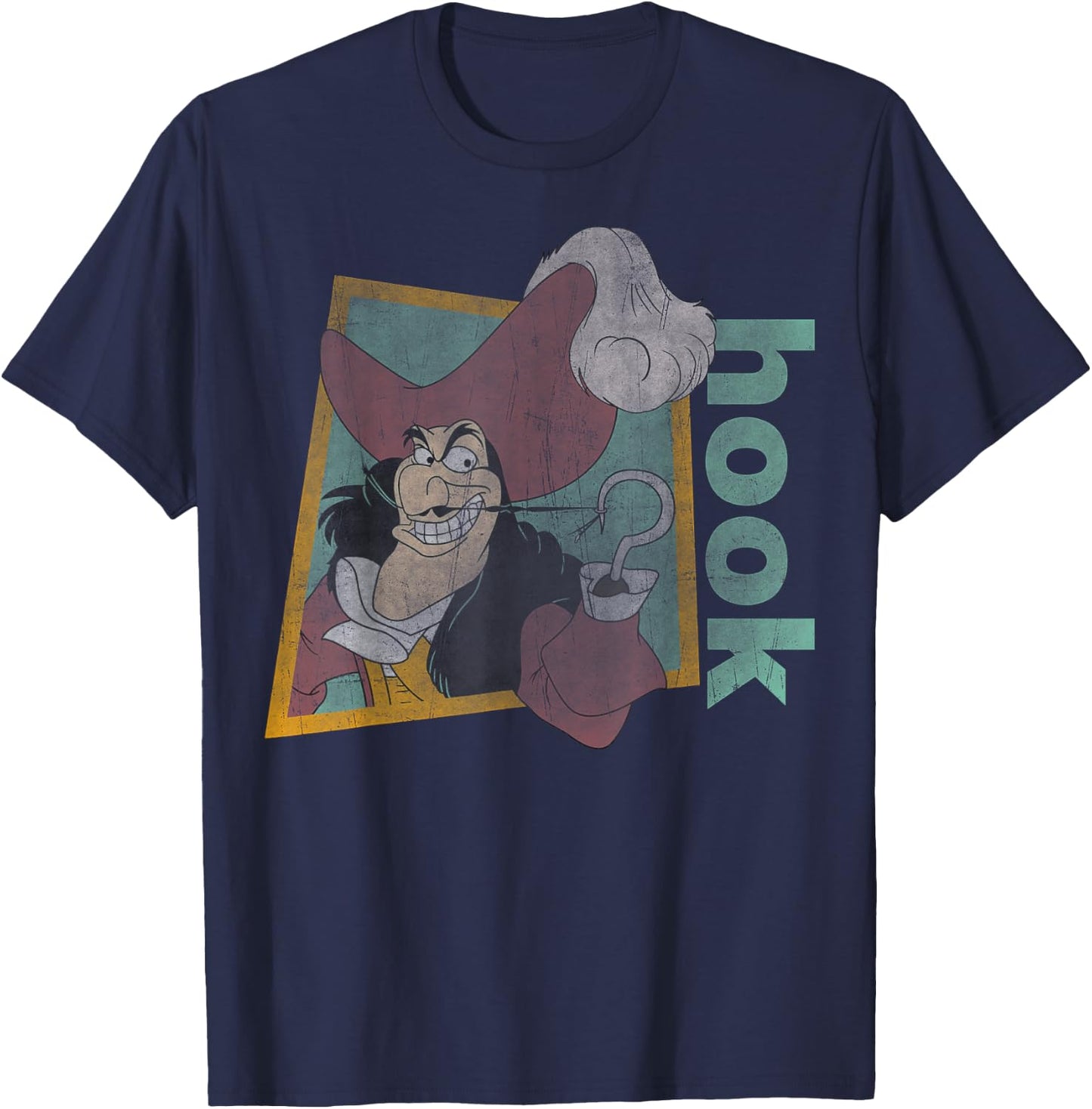 Disney Peter Pan Retro Captain Hook Smirking T-Shirt - T-Shirt | Navy