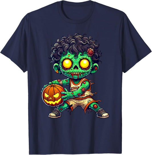 Halloween Zombie Basketball Team Player Horror Graphic T-Shirt - T-Shirt | Navy