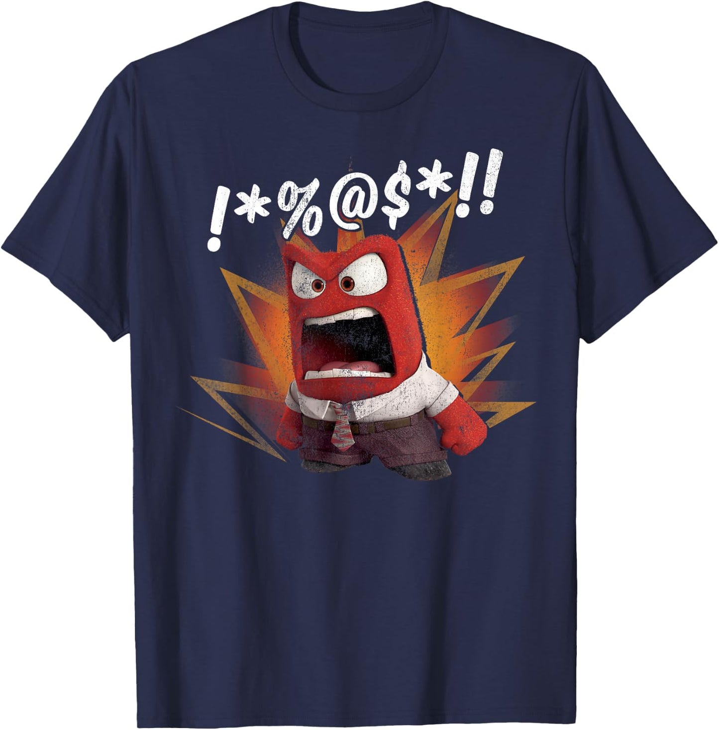 Disney Pixar Inside Out Vintage Anger Fire Explosion Logo T-Shirt - T-Shirt | Navy