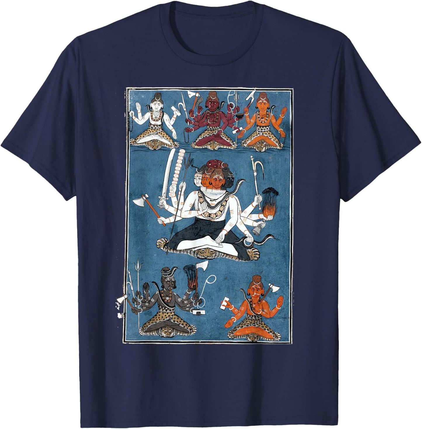Hindu Shiva Yoga Meditation Mandala T-Shirt - T-Shirt | Navy