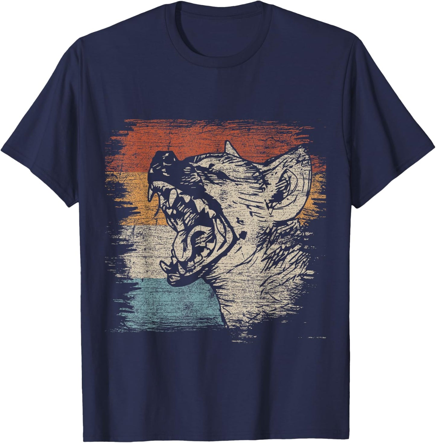 Zoo Keeper Africa Animal Safari Gift Hyena Laughing Hyena Black Adult Small Classic Fit Short Sleeve Cotton 60% Polyester 40% T-Shirt - T-Shirt | Navy