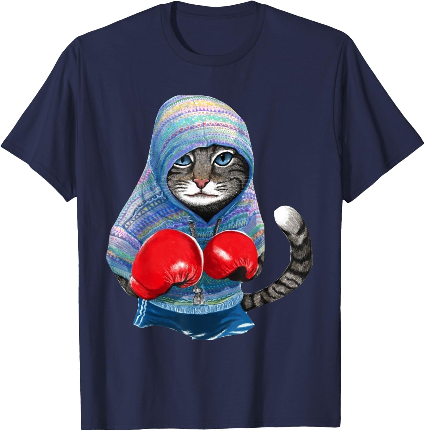 Cat In Boxing Suit T-Shirt - T-Shirt | Navy