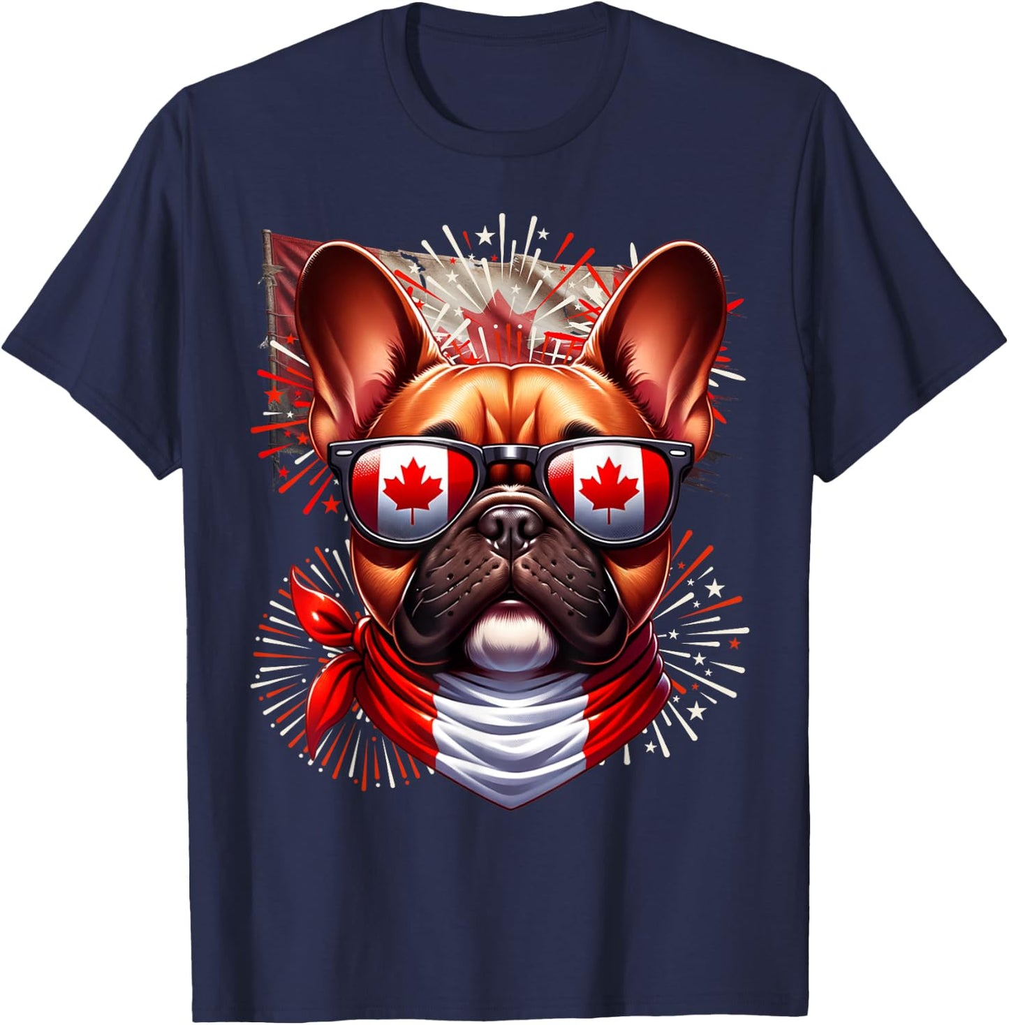 French Bulldog Canada Frenchie Flag Canadian Pet Dog Cute Women Kids T-Shirt - T-Shirt | Navy